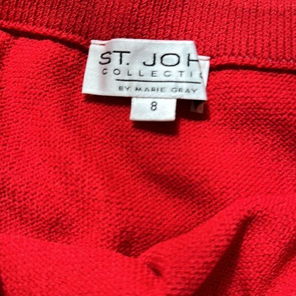 St. John | Basics  Red Santana Knit Pencil Skirt | 8 - Picture 5 of 7